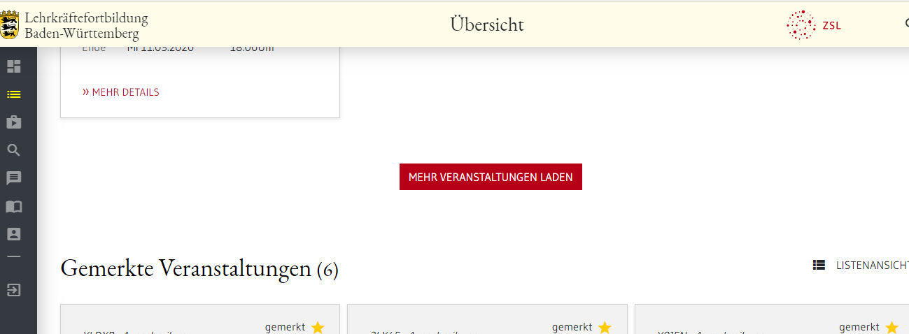gemerkte Veranstaltungen